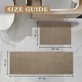 YIHOUSE Dark Beige Bathroom Rug Sets 2 Piece, Absorbent Bath Mat for Bathroom Non Slip Washable, Bathroom Mat Quick Dry, Thin Bath Rug Set for Toilet and Floor