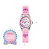 Tikkers Girls Pink Canvas Rip Strap Heart Watch, Purse and