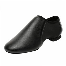 Leather Sole Jazz Shoes Slip-on Dance for Girls Boys (Toddler/Little Kid/Big Kid) (1 Little Kid Black