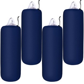 Woanger 4 Packs Boat Fender Cover 10" x 26" Fleece Marine Bumper Covers for Center Rope Tube Style Fenders (Boat Fender Not Included) (Navy Blue)