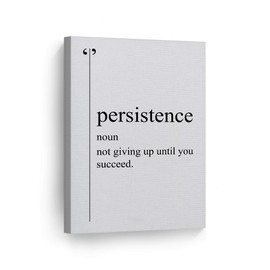 Smile Art Design Persistence Definition Black and White Dictionary Motivational Canvas Wall Art Inspirational Wall Art Entrepreneur Quote Print Modern Office Artwork Gift Ready to Hang 17x11