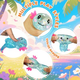 Axolotl Taba Squishy Stress Relief Toy Glitter Fidget Toys Cute Malt Sugar Axolotl Toy Fidget Toys Adults Fidget Toys for Kids , Party Favors Anxiety Relief Squishy Toys Gift for Birthday (Blue)