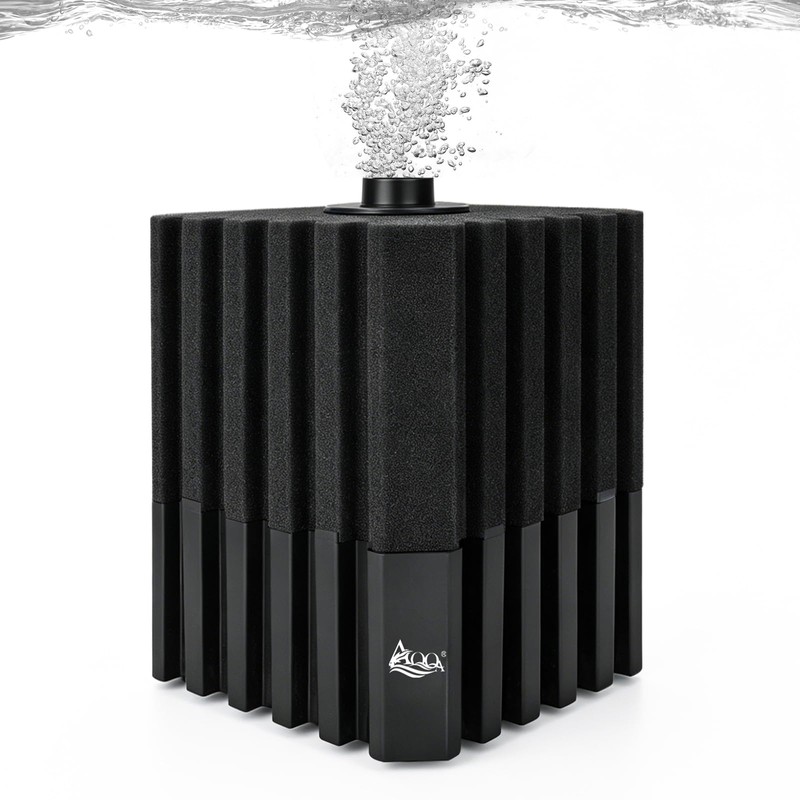 AQQA Aquarium Sponge Filter with Quartz Bio Media, Whisper Quiet