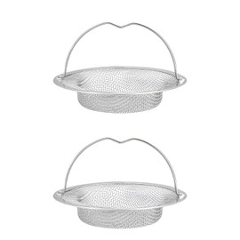 Stainless Steel Drain Strainer Kitchen Sink, Pack of 2 Drain Strainers, Stainless Steel with Handle, Rustproof Sink Strainer, Sink Strainer, Drain Sink, Clogging Protection Sink Filter for Kitchen, 11