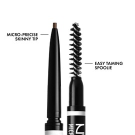 NYX Professional Makeup Micro Brow Pencil, Double-Ended, with Extendable Eyebrow Pencil and Brush, Vegan Formula, Shade: Brunette
