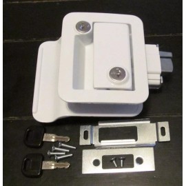 FIC White RV Entry Door Lock Handle Knob Deadbolt Keys Camper Travel Trailer CW FIC