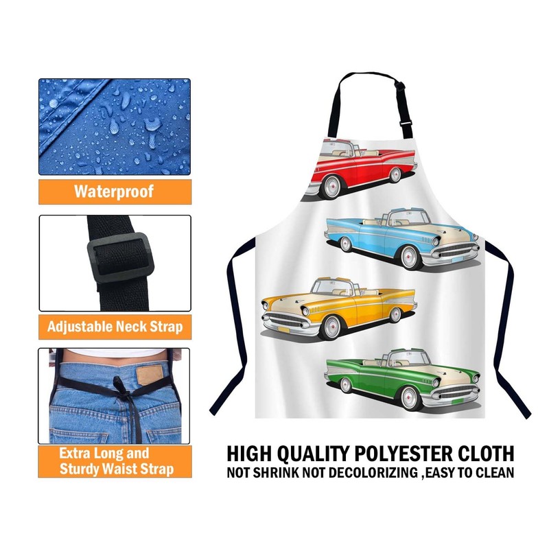 BGBDEIA Vintage Car Apron Adjustable Neck Bib Apron for Men