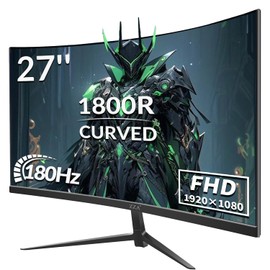 ZZA Gaming Monitor 27 Inch Curved 180Hz| 165Hz|144Hz|1ms| Computer Monitor FHD|1080P| 90% DCI-P3,100% sRGB,PC Monitor FreeSync| HDMI|HDR|Low Blue Light| HDMI|DP Ports| VESA Mount| Metal Stand