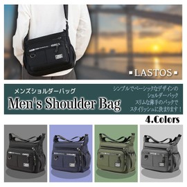 LASTOS Men's Shoulder Bag, Cross-body Design, Lightweight, Shoulder Bag, Large Capacity, Black