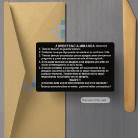 Velinpun 10 PCS Spanish and English Metal Miranda Warning Card Police, Aluminum Miranda Rights Card for Law Enforcement, Police (10PCS Black)