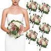 DIYDOFUN Set of 6 Bridesmaid Bouquets, 11 Inch Wedding Bouquets