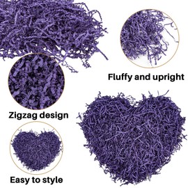 Sukh Crinkle Cut Paper -Reusable Paper Shred Filler as Confetti Paper Stuffing Baskets Filler for Easter Wedding Birthday Halloween Christmas Decorative Craft Box Bags Wrapping Supplies 4.9 OZ (Purple)