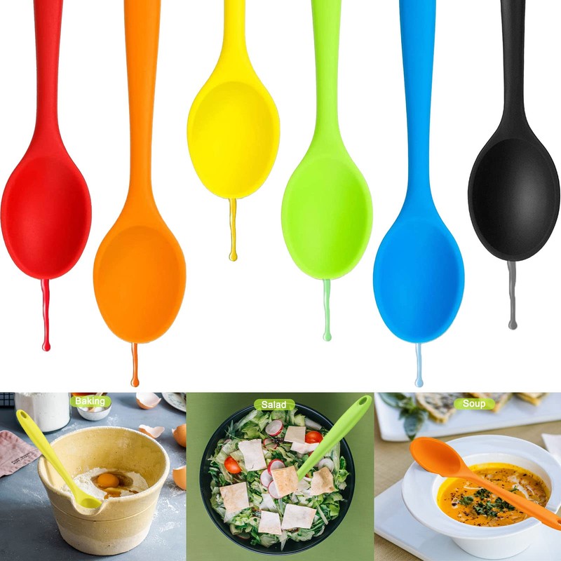 Beieverluck 12 Pack Large Silicone Cooking Spoons 10.8'' Heat Resistant