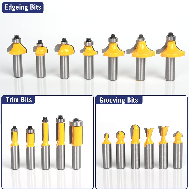 MNA Router Bits 35 Pcs Set, 35 Pieces 1/2 Inch