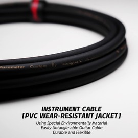 Samgool 6.6ft Guitar Cable, 1/4 Inch Straight/Angle Instrument Cable, Electric Cord Guitar Amp Cord for Bass Amp and Instruments (GT.Bee Black)