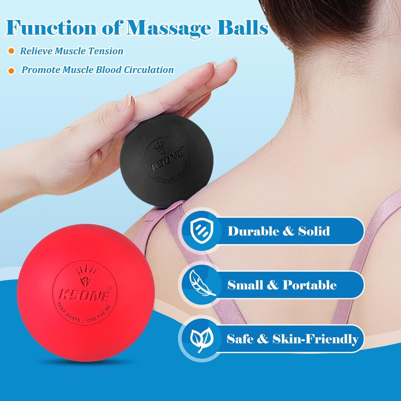 Massage Balls, 2 Pack Lacrosse Massage Balls, Suitable for Myofascial