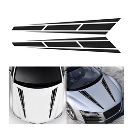 JNNJ Pack of 2 Car Hood Strip Stickers, Car Racing Body Bumper Sticker Vinyl Strips, Sticker Stripes Decoration for Cars Off-Road Vehicles (Black)
