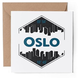 1 x Greeting Card - Oslo Norway Map Travel Cityscape World - Blank Birthday Celebration Anniversary #59115