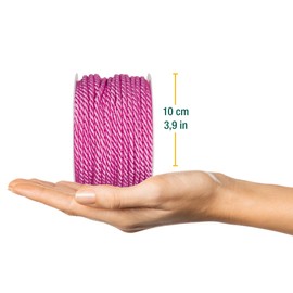 Halbach Seidenbänder Premium Cord (Pink) | Width 4 mm Length 25 m | Made in Germany & Oeko-Tex Certified | Shiny Satin Cord Made of Acetate