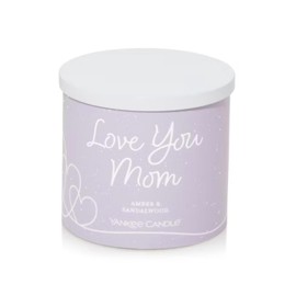 Yankee Candle I Love You Mom Amber & Sandlewood 3 Wick Candle, Purple