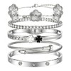 Camhanno Silver Bangle Bracelets for Women - Stainless Steel Stackable