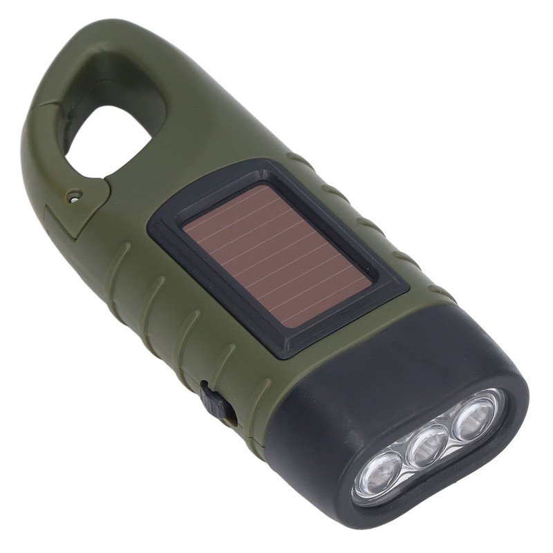 Solar Hand Crank Flashlight Emergency LED Portable Torch for Climbing