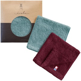 Imabari Towel Handkerchief, Men's, Imabari Iroha Pile Handkerchief, Plain, 9.1 x 9.1 inches (23 x 23 cm), Retirement, Celebration, Return Product, Home Celebration, Gift, 100% Cotton, A set of 2 (wine