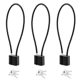 DELSWIN Cable Gun Locks with Keys - 15" Keyed Cable Gun Lock Heavy Duty Helmet Lock Fits Pistols Rifles Shotguns Handguns BB Guns (3 Pack)