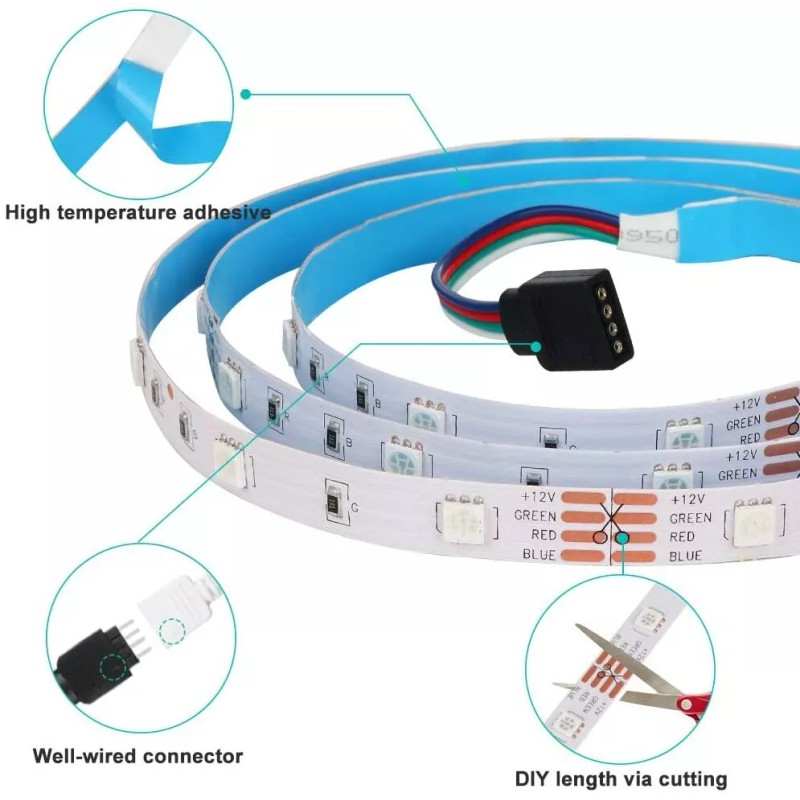 Wentop 32FT Color Changing Flexible 5050 RGB LED Strip Light