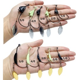 DAMIDEL Juego de 10 anzuelos de pesca Senko para cebo de pesca (2 modelos mezclados), anzuelos suaves con peso de plomo, cuchillas giratorias, luminosos, 1/5 onzas, 1/4 onzas, 1/3 onzas, 2/5 onzas (2/0)