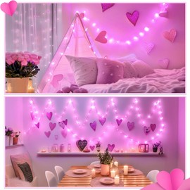 JMEXSUSS 2 Pack Valentine Lights Battery Operated, Total 200 LED 66ft Pink Fairy Lights with Remote, 8 Modes Twinkle String Lights for Bedroom Girly Room Birthday Anniversary Party Christmas Decor