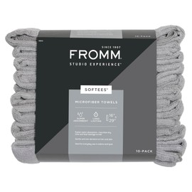 Fromm Softees Microfiber Salon Hair Towels for Hairstylists, Barbers, Spa, Gym in Grey, 16" by 29", 10 count Perfect Hair Care Towel for Drying Curly, Long, Wavy Hair