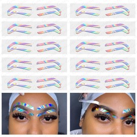 Guapa Airbrush Eyebrow Shaping Stickers, Rainbow Eyebrow Dyeing Tape Stencils with High Arch/Medium Arch/Flat Brow 3 Shapes to Choose