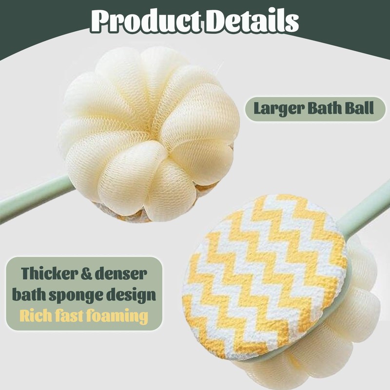 Bath Back Scrubber Brush for Shower,Dry Brushing Body Brush for