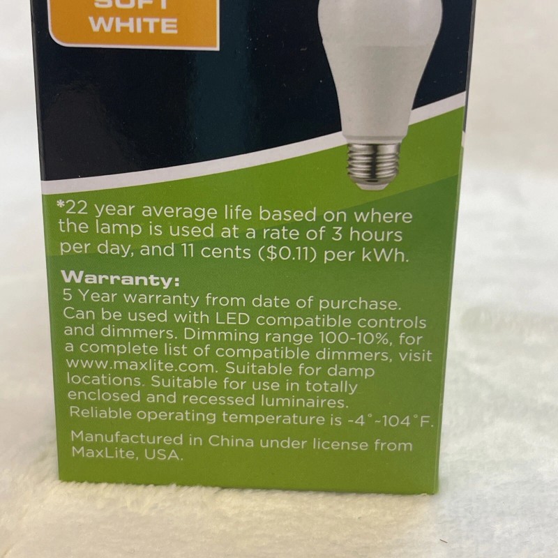 MaxLite 100W-Lightbulb 13W-LED 2700K-Soft White 1600-Lumen Dimmable A19 E26-Base