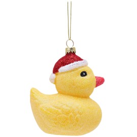 Toyland® 12cm Yellow Glittery Festive Duck Shaped Christmas Baubles – Christmas Tree Decorations