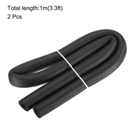 QUARKZMAN Foam Pipe Insulation Foam Hose 2 Pieces 3.3ft 3/8" (9mm) ID 24mm OD Foam Pipe for Handle Support Pipe Insulation, Black