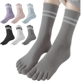 LSYZHX 6 Pairs Toe Socks for Women, Multicolor Five Finger Cotton Socks Breathable,Socks with Toes for Yoga Running Athletic (UK, Numeric, 1, 2, Regular, Regular, 6, 6 Colors)