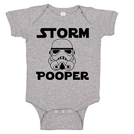 Ink Trendz® Storm Pooper Trooper Baby T-Shirt One-Piece Infant Bodysuit Romper (12 Months, Heather Grey)