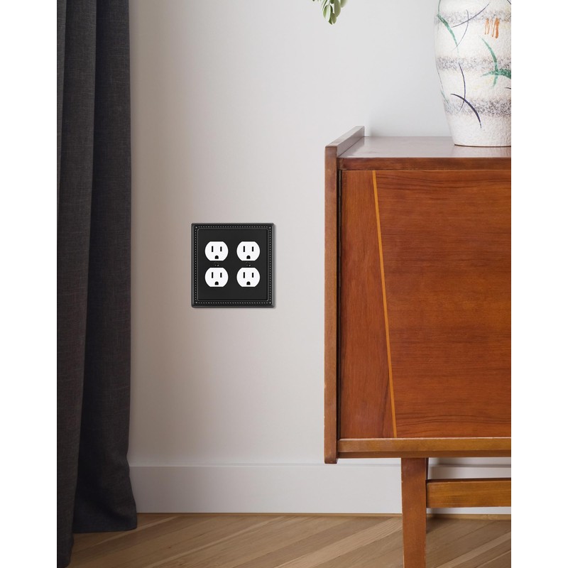TREEWELL 2-Pack Double Duplex Outlet Cover, Metal Switch Plates and