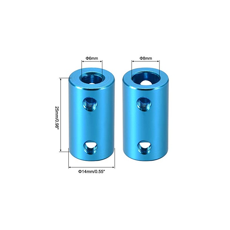 sourcing map Shaft Coupling Connector 6 mm to 8 mm
