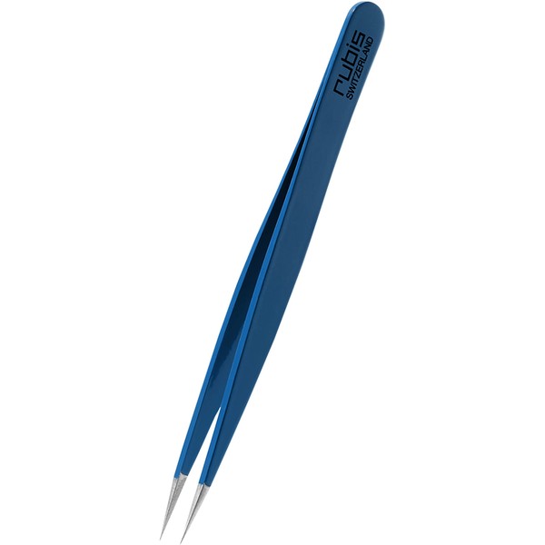 Rubis Splinter Tweezers - Pointed Tweezers for Splitters and Ingrown Hair - Pointed Tweezers (Blue)