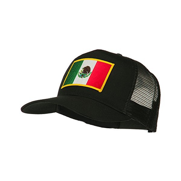 e4Hats.com Mexico Flag Patched Mesh Cap - Black OSFM