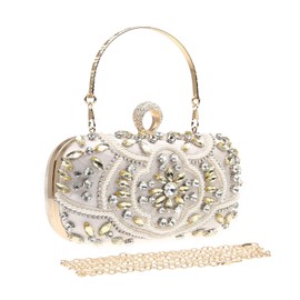 DA BODAN Womens Sparkly Rhinestone Crystal Clutch Bag Glitter Sequin Bridal Purse Evening Handbag for Wedding Party Prom, 2201-gold