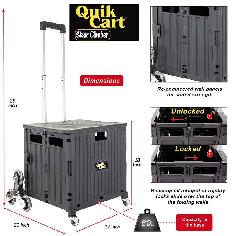 dbest products Quik Cart Stair Climber Wheeled Rolling Crate Teacher