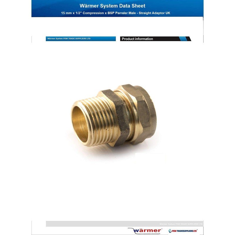 15 mm x 1/2 Compression x BSP Parraler Male -