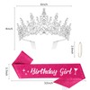 CURASA Silver Birthday Crown & Glitter Hot Pink Birthday Girl