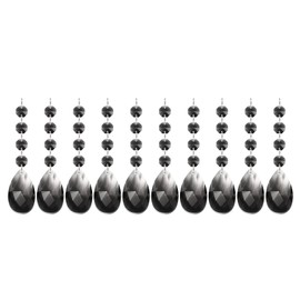 PATIKIL Teardrop Crystal Chandelier Pendants Beads, 10 Pack 125mm Length 38mm Chandelier Prisms Parts Ornaments Hanging Beads for DIY Arts Crafts Decoration, Clear Black