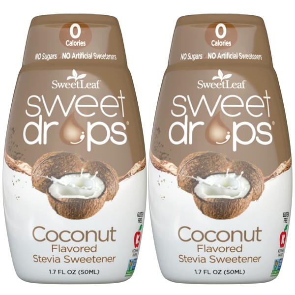 SweetLeaf Sweet Drops - Edulcorante líquido para stevia (coco, 2 unidades)
