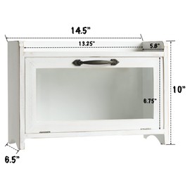 COLLECTIVE HOME - Storage Cabinet, Bread Box, Mini Countertop Cabinet, Wood Organizer for Bedroom Kitchen with Magnetic Door, Storage for Spice Jars, 14.5 x 6.5 x 10 (Single Layer, No Pattern, White)